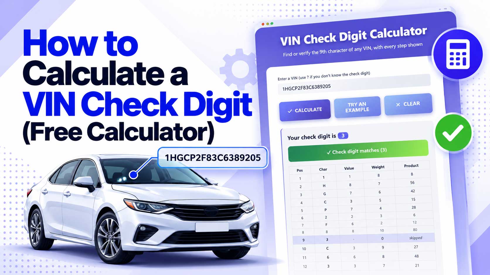 How to Calculate a VIN Check Digit (Free Calculator)