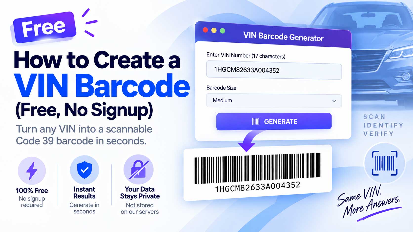How to Create a VIN Barcode (Free, No Signup)