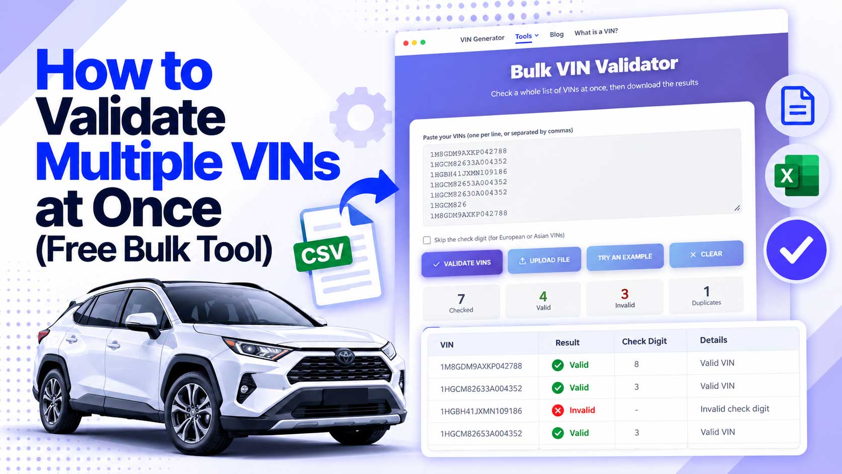 How to Validate Multiple VINs at Once (Free Bulk Tool)