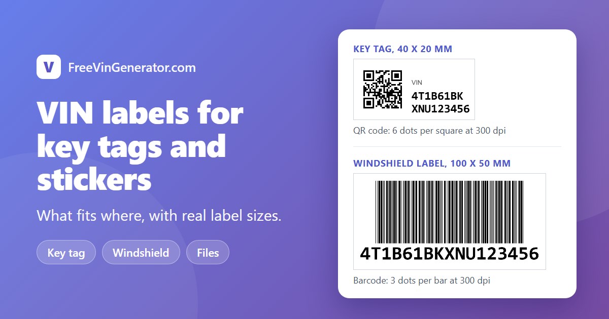 VIN Labels for Key Tags and Window Stickers: What Fits