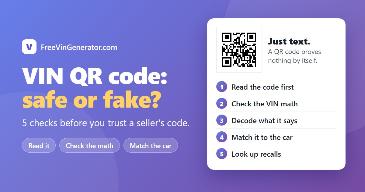 VIN QR Code: Safe or Fake? 5 Checks Before You Trust It [2026]